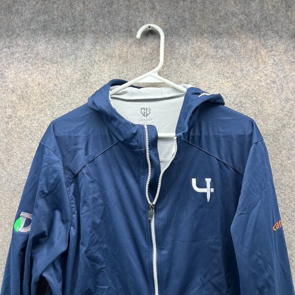 Graham Luxe Jacket Mens Medium Navy Blue Full Zip Hooded Windbreaker Activewear - Picture 10 of 12